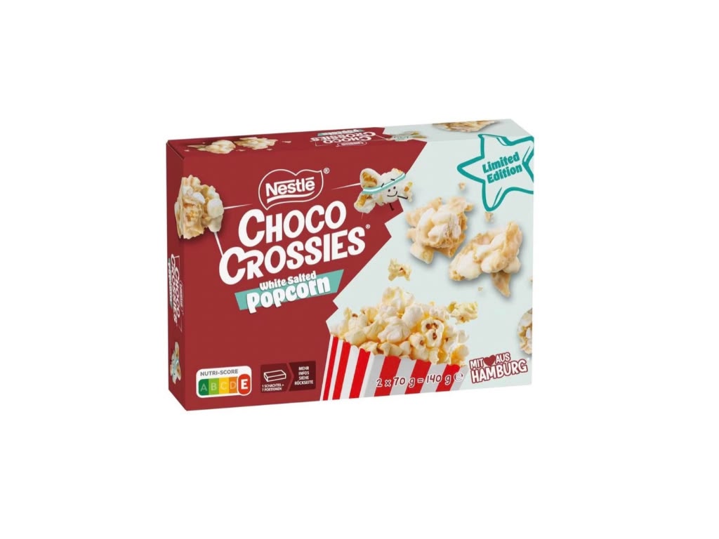 Nestlé Choco Crossies White Salted Popcorn Limited Edition 2 x 70 g – 140 g