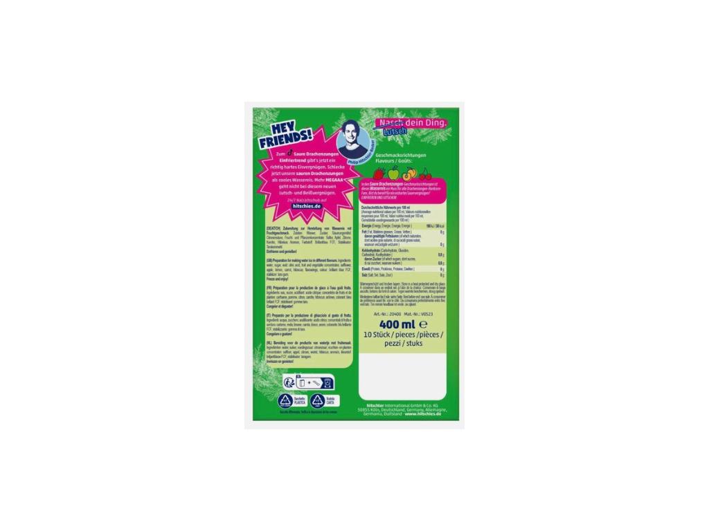 Hitschies Sour Dragon Tongues Water Ice 10 x 40 ml – Vegan Water Ice