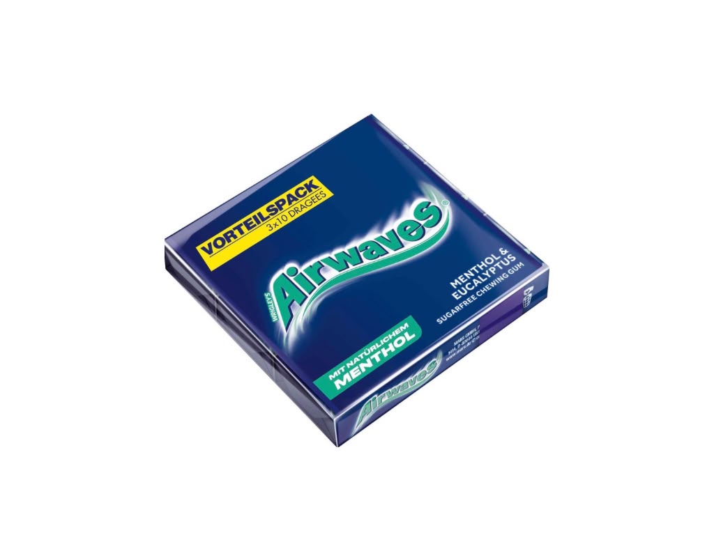 AIRWAVES Menthol & Eukalyptus – 3 × 10 Kaugummis